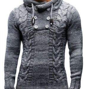 Men's Leif Nelson Gray Cable Knit Sweater